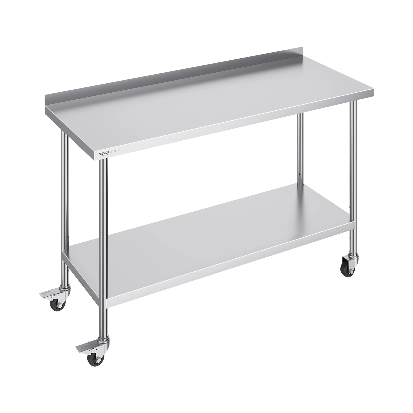 Stainless Steel Work Table Commercial Food Prep Worktable with Casters Heavy Duty Prep Worktable for Restaurant Home Hotel