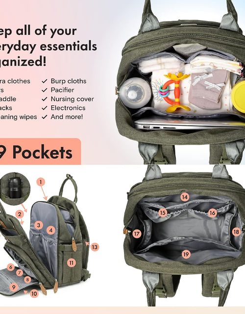 Load image into Gallery viewer, Diaper Bag Backpack with Portable Changing Pad, Pacifier Case and Stroller Straps, Large Unisex Baby Bags for Boys Girls, Multipurpose Travel Back Pack for Moms Dads, Army Green
