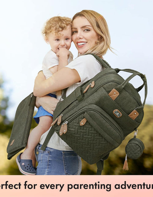 Load image into Gallery viewer, Diaper Bag Backpack with Portable Changing Pad, Pacifier Case and Stroller Straps, Large Unisex Baby Bags for Boys Girls, Multipurpose Travel Back Pack for Moms Dads, Army Green
