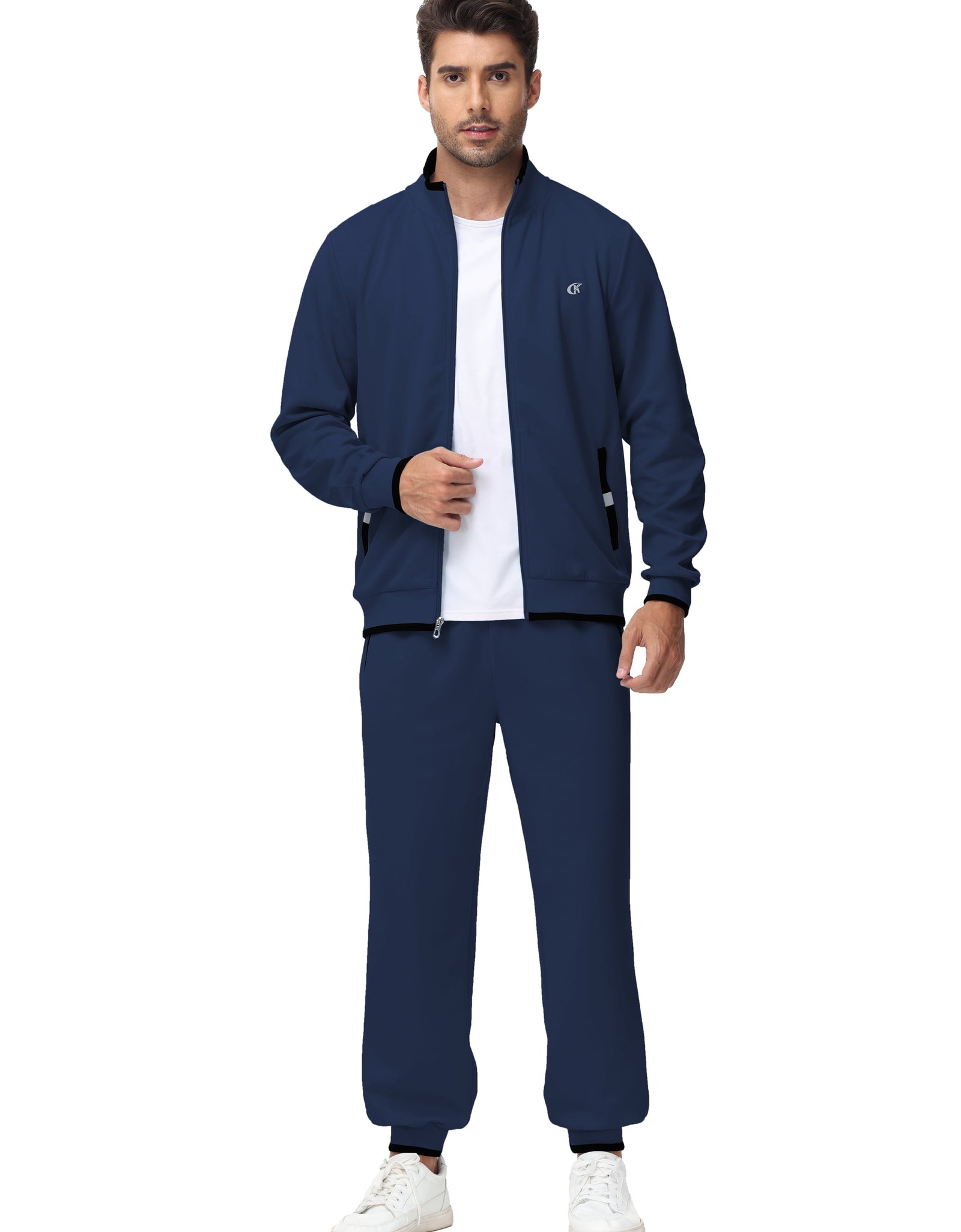 Men'S Tracksuits Sweatsuits for Men Set Track Suits 2 Piece Casual Athletic Jogging Warm up Full Zip Sweat Suits Navy 2XL
