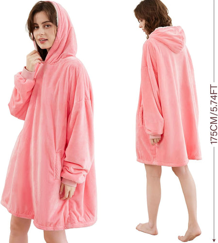 Blanket Hoodie,Oversized Wearable Sherpa Fleece Blanket Sweatshirt,Super Soft Warm Cozy with Giant Pocket,Gifts for Women Men Adults Teenagers Kids, One Size Fits All