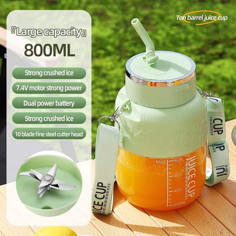 PowerJuice 800ml Electric Sports Cup – USB Rechargeable Juicer for Smoothies, Shakes, & More