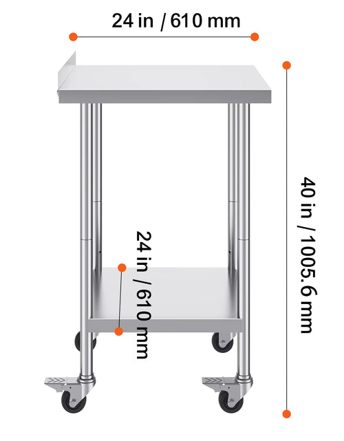 Load image into Gallery viewer, Stainless Steel Work Table Commercial Food Prep Worktable with Casters Heavy Duty Prep Worktable for Restaurant Home Hotel
