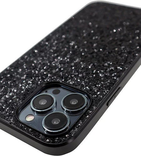 Compatible with Iphone Case,Crystal Diamond Glitter Bling Sparkly Soft Shockproof Cover for Women Girls Phone Case (Black,Iphone 12)