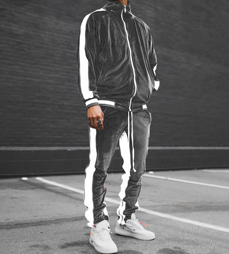 Velour Tracksuit Mens,2023 Men'S Velour Tracksuit 2 Pieces Winter Warm Full Zip up Jacket Sweatpants Fitness Sportswear Sweatsuit Jogger Sets