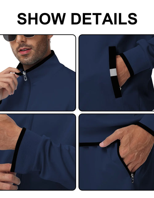 Load image into Gallery viewer, Men'S Tracksuits Sweatsuits for Men Set Track Suits 2 Piece Casual Athletic Jogging Warm up Full Zip Sweat Suits Navy 2XL
