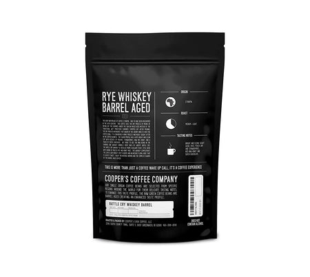 Rye Whiskey Barrel Aged Coffee, Single Origin Ethiopian Coffee Raw Beans Aged in Rye Whiskey Casks, Freshly Roasted 12 Oz Bags, Ground