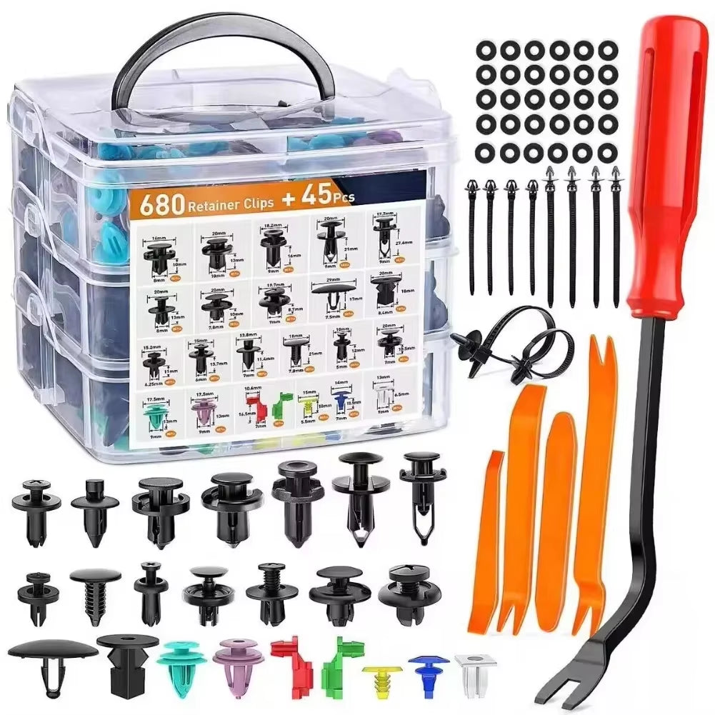 800Pcs-100Pcs Car Fastener Clip Kit Fender Rivet Plastic Clips Auto Body Push Retainer Pin Rivet Bumper Door Trim Panel Repair