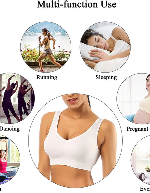 Load image into Gallery viewer, 3 Pack Sports Bras for Women,Seamless Comfortable Bras Set with Removable Pads for Sleep,Pull on Closure plus Size,Black+White+Nude,Xxl
