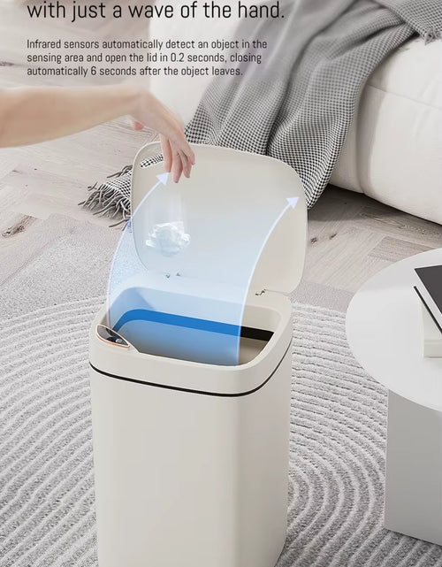 Load image into Gallery viewer, 16L Smart Bathroom Trash Can White Non-Contact Narrow Smart Sensor Trash Can Smart Home Automatic Bagging Electronic Trash Can
