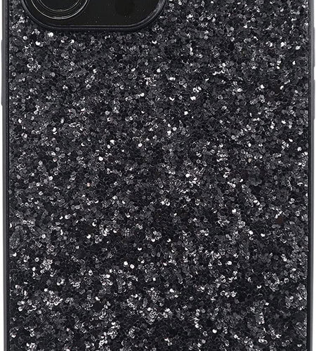 Compatible with Iphone Case,Crystal Diamond Glitter Bling Sparkly Soft Shockproof Cover for Women Girls Phone Case (Black,Iphone 12)