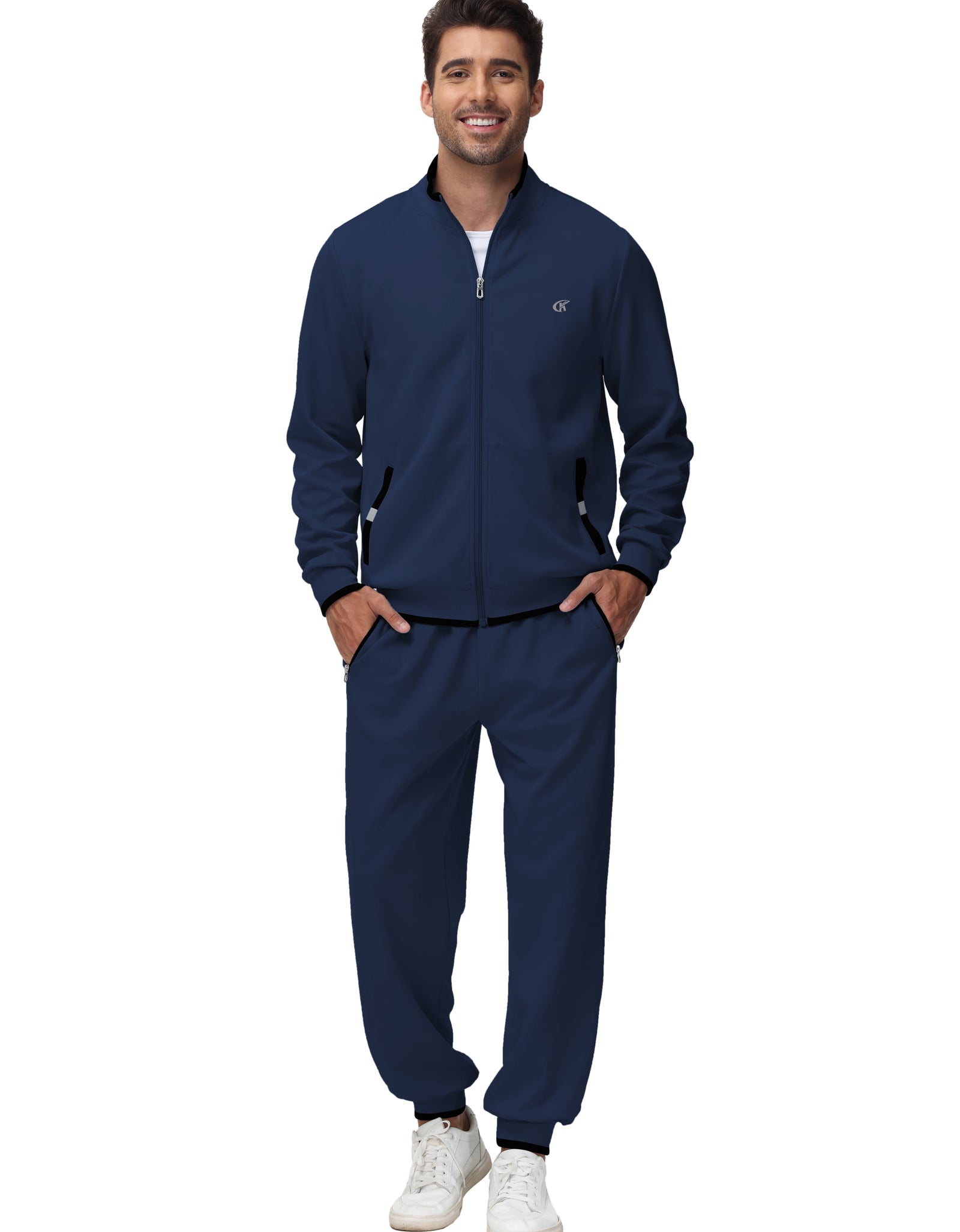 Men'S Tracksuits Sweatsuits for Men Set Track Suits 2 Piece Casual Athletic Jogging Warm up Full Zip Sweat Suits Navy 2XL